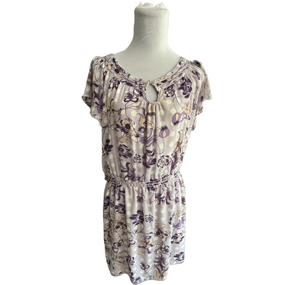Max Studiio Lilac/ Purple Floral short sleeve dress sz M